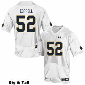 Notre Dame Fighting Irish Men's Zeke Correll #52 White Under Armour Authentic Stitched Big & Tall College NCAA Football Jersey PJD5499HC